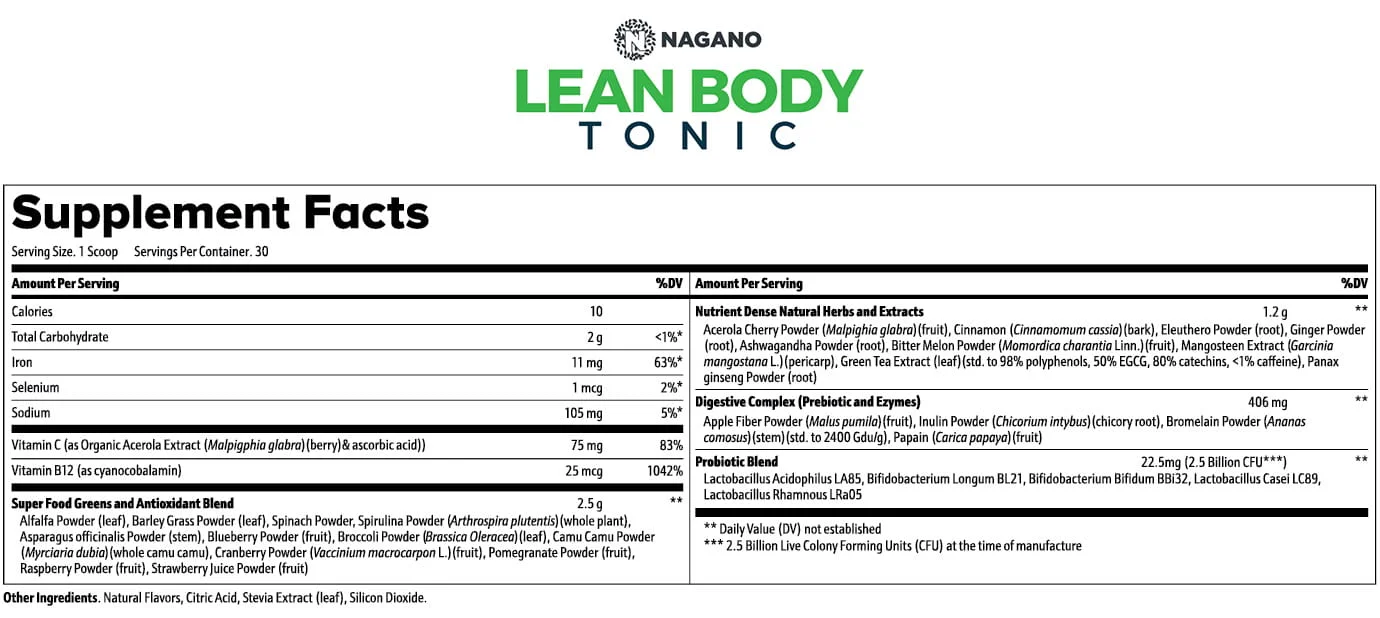 Nagano Lean Body Tonic Label